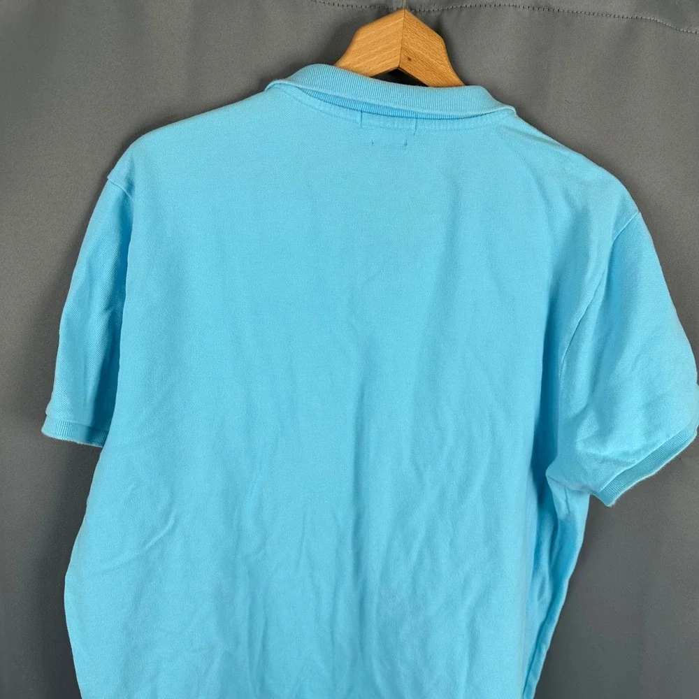 Polo Ralph Lauren Mens XXL Light Blue Custom Slim Fit Pink Pony Polo Shirt